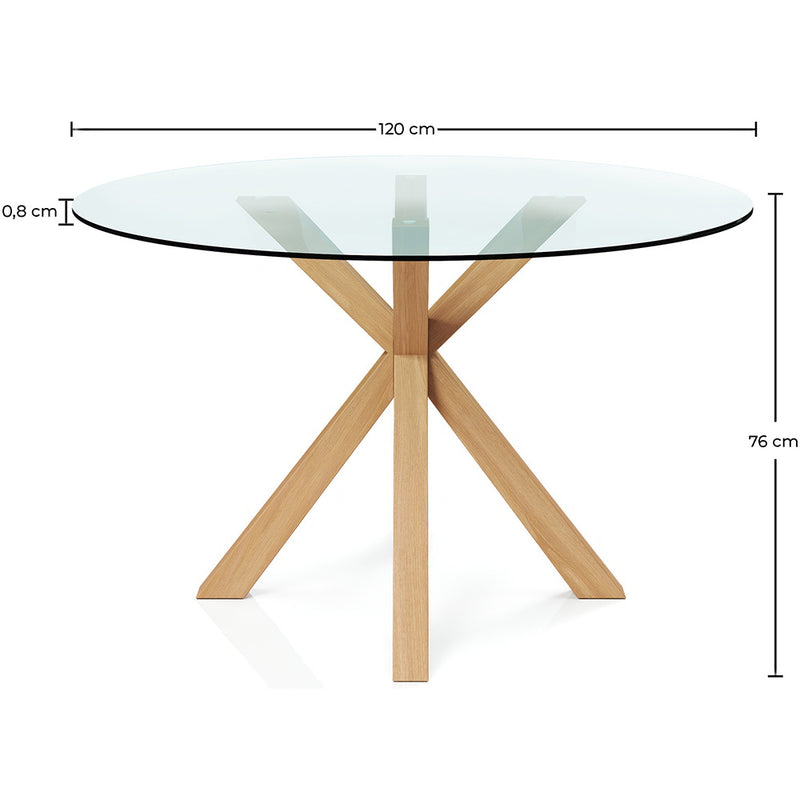 Round Dining Table - 120CM - Glass - Tauwa - gallery 8