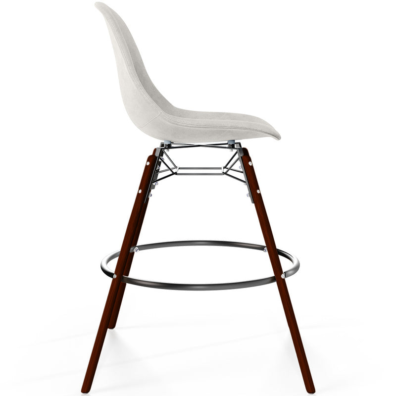 Velvet Bar Stool - Scandinavian Design and Dark Wood Legs - Skögur