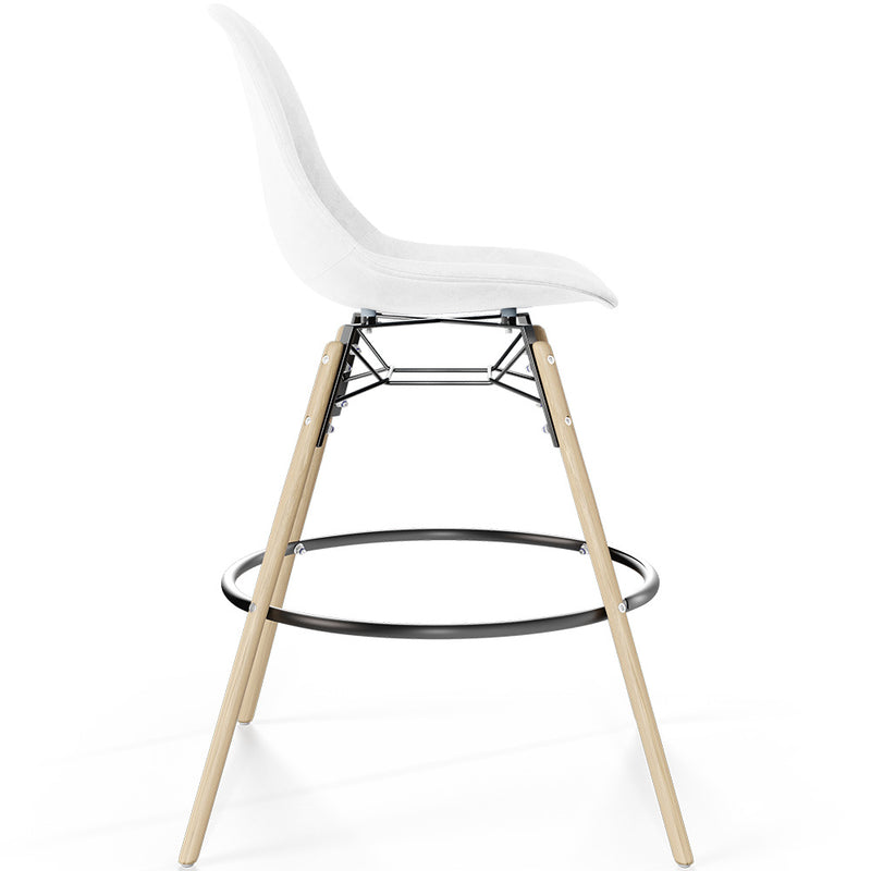 Velvet Bar Stool - Scandinavian Design and Wooden Legs - Skögur