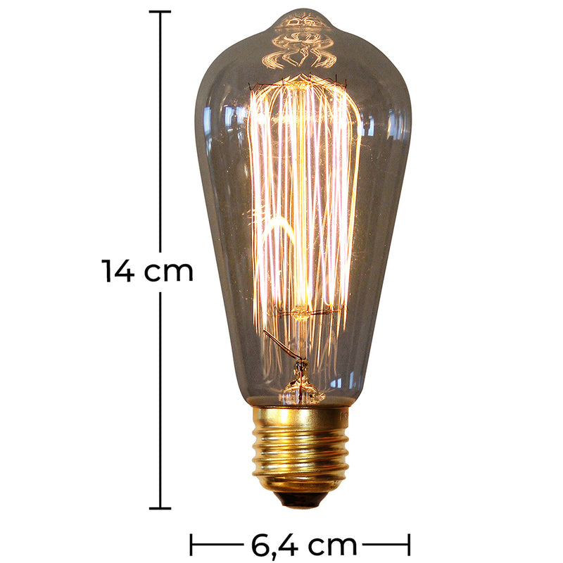 Vintage Edison Bulb- Squirrel - Dimensions diagram