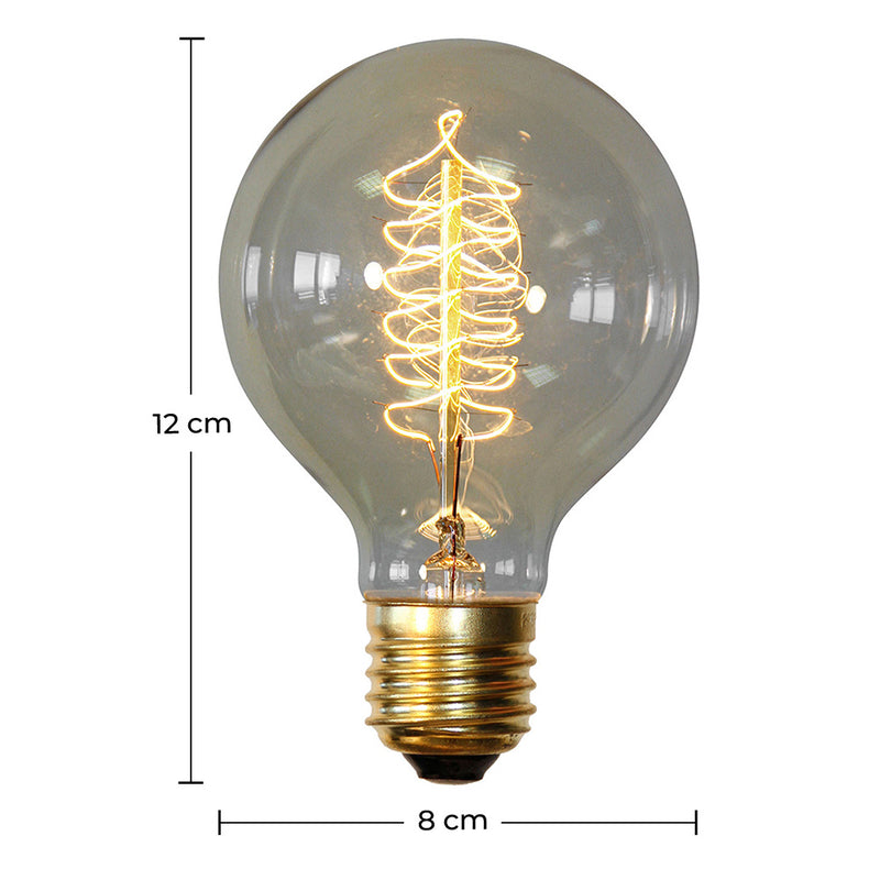 Vintage Edison Bulb - Spiral - Dimensions diagram