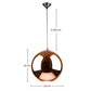 Ceiling Lamp - Metal Globe Pendant Lamp - 25cm - Range - Dimensions diagram