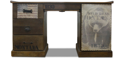 Bureau en Bois avec Tiroirs - Design Industriel - Bear