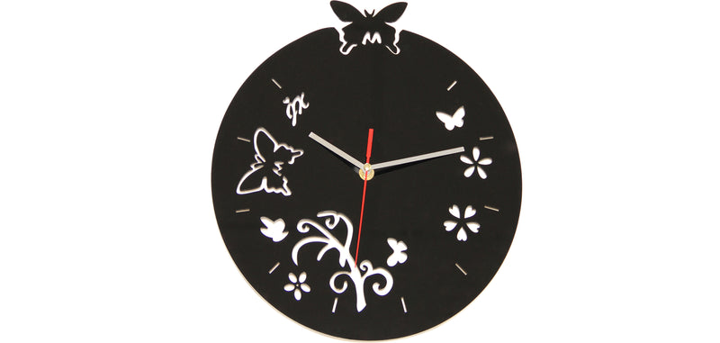 Horloge murale Papillons et Fleurs
