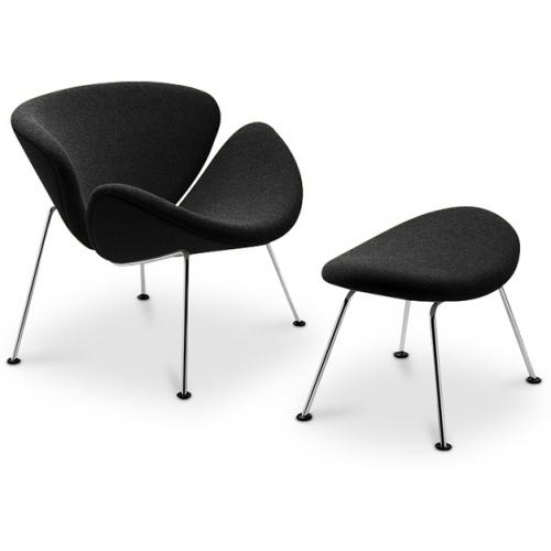 Design Armchair with Footrest - Upholstery - Chunk