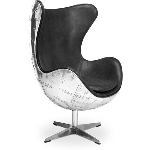 Fauteuil Design avec Accoudoirs - Design Oeuf - Cuir et Métal - Cocoon