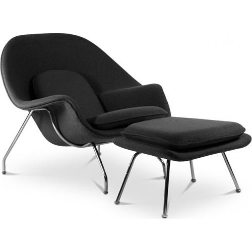 Design Armchair with Footrest - Fabric Upholstery - Womb