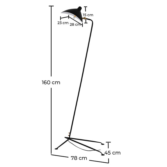 Black Floor Lamp - Living Room Lamp - Giorge - Dimensions diagram