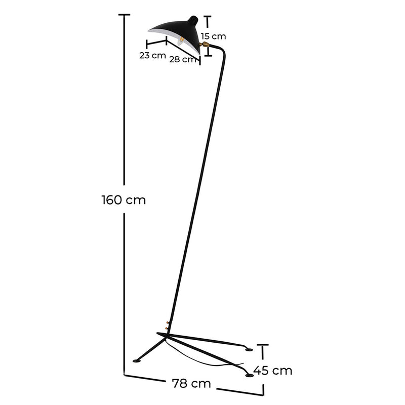 Black Floor Lamp - Living Room Lamp - Giorge - Dimensions diagram