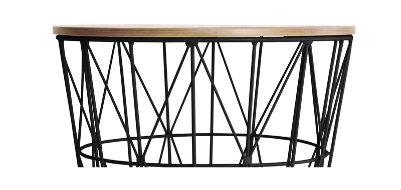 Table d'appoint ronde - Design industriel - Bois et métal - Basker