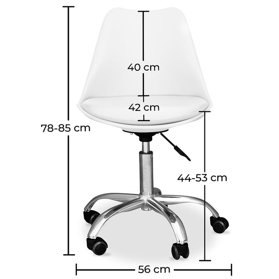 Office Chair with Wheels - Swivel Desk Chair - Tulip - Dimensions diagram