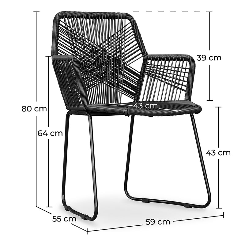 Outdoor Chair - Garden Chair - with Armrests - Frony - Dimensions diagram