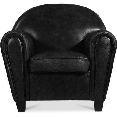 Fauteuil avec accoudoirs - Revêtu de cuir - Club