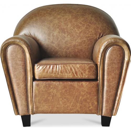 Fauteuil avec accoudoirs - Revêtu de cuir - Club