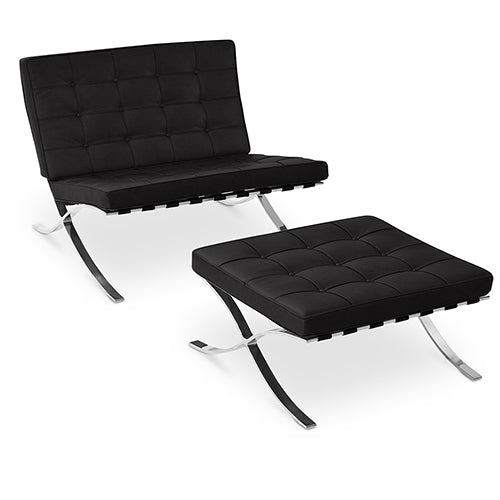 Design Armchair with Footrest - Faux Leather Upholstery - Town