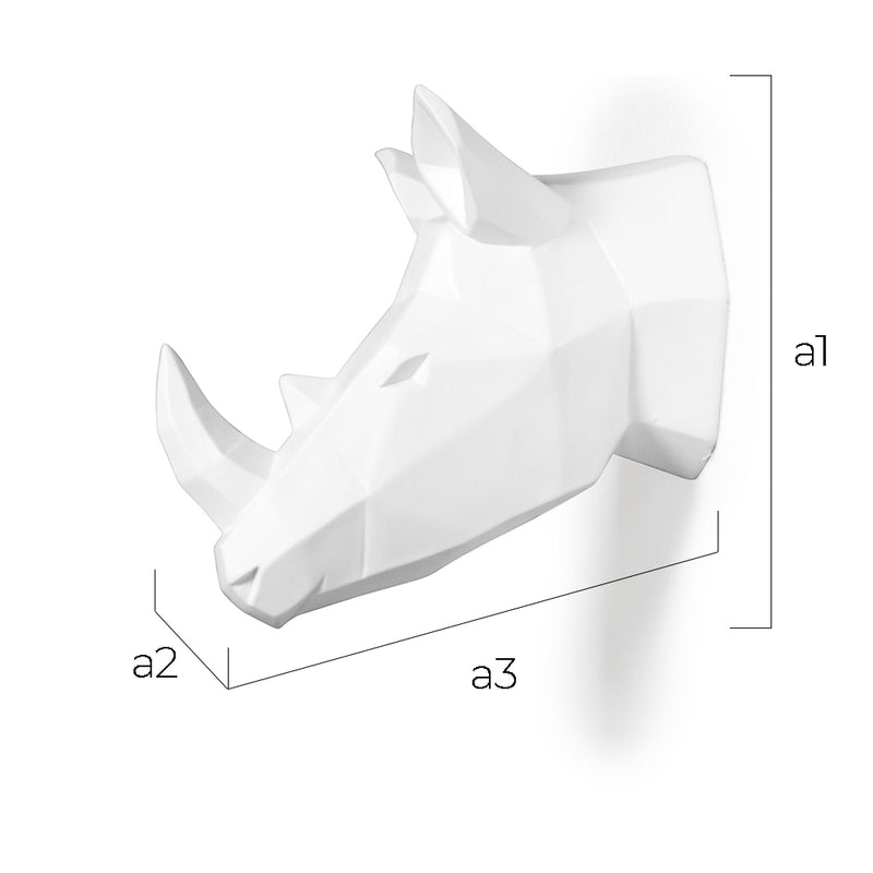 Origami Rhino head - Resin - Dimensions diagram