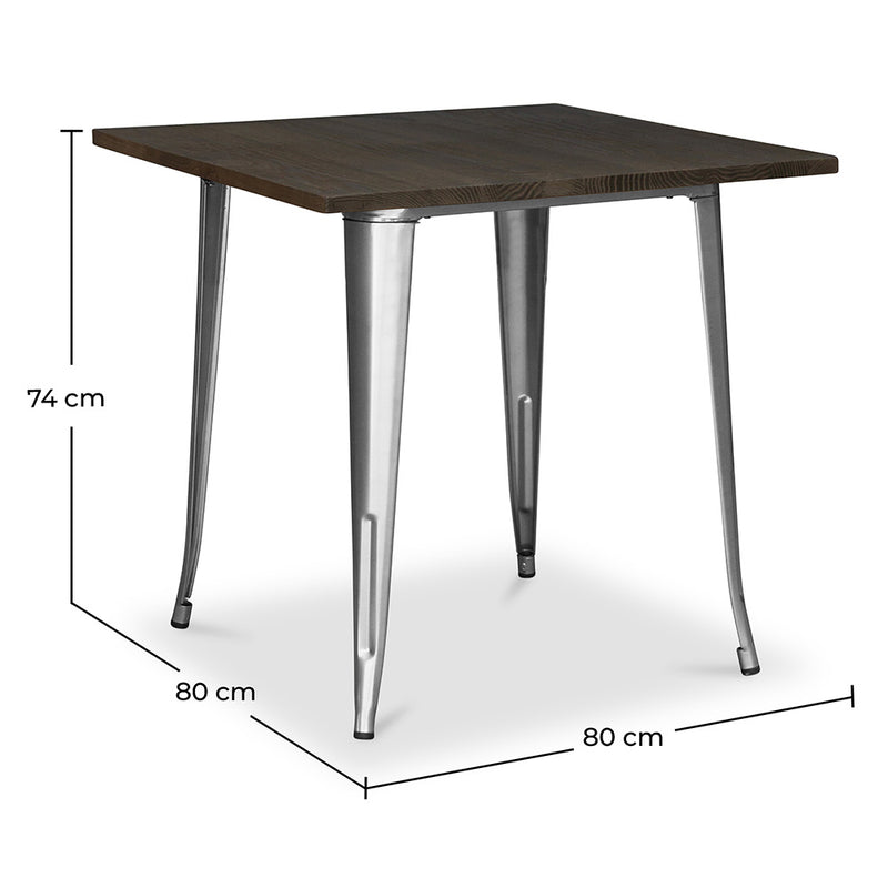 Square Dining Table - Industrial Design - Wood and Metal - Stylix - Dimensions diagram