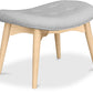 Podnóżek tapicerowany lnem - Skandynawski design - Drewno - Kontor