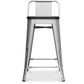 Industrial design bar stool with backrest - Wood and steel - 60 cm - Stylix