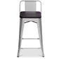 Industrial design bar stool with backrest - Wood and steel - 60 cm - Stylix