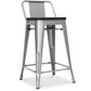 Industrial design bar stool with backrest - Wood and steel - 60 cm - Stylix