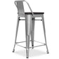 Industrial design bar stool with backrest - Wood and steel - 60 cm - Stylix