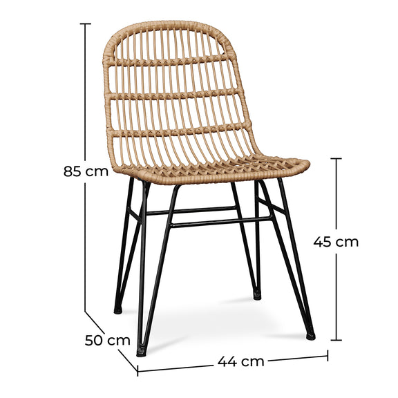 Rattan Dining Chair - Boho Style - Many - Dimensions diagram