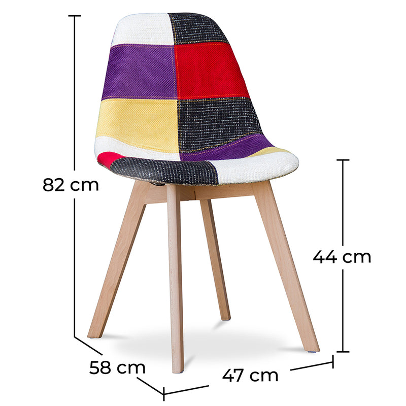 Sedia da pranzo Denisse in stile scandinavo dal design premium - Patchwork Tessa