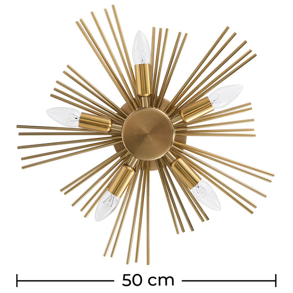 Lámpara Aplique de Pared - Plafón de Metal - 5 bombillas - Lydia - Dimensions diagram