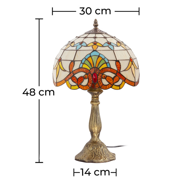 Tiffany Table Lamp - Living Room Lamp - Vintage - Dimensions diagram