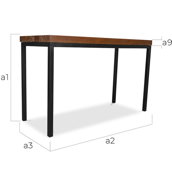 Industrial bar table - 150cm - Wood and metal - Dimensions diagram