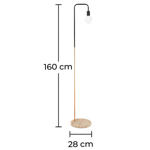 Marble Base Floor Lamp - Living Room Lamp - Carlo - Dimensions diagram