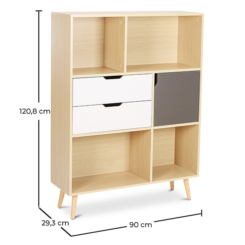 Wooden Bookshelf - Scandinavian Design - Pol - Dimensions diagram
