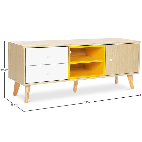Wooden TV Stand - Scandinavian Design - Daven - Dimensions diagram