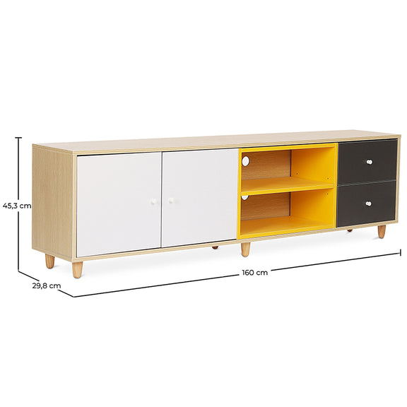 Wooden TV Stand - Scandinavian Design - Bena - Dimensions diagram