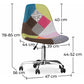 Office Chair with Wheels - Desk Chair - Upholstered in Patchwork -  Simona - Dimensions diagram