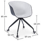Upholstered Office Chair with Armrests - Desk Chair with Castors - Black and White - Jodie - Dimensions diagram