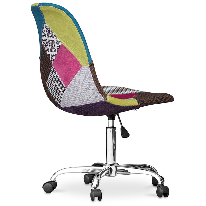 Office Chair with Wheels - Desk Chair - Upholstered in Patchwork -  Simona - gallery 6