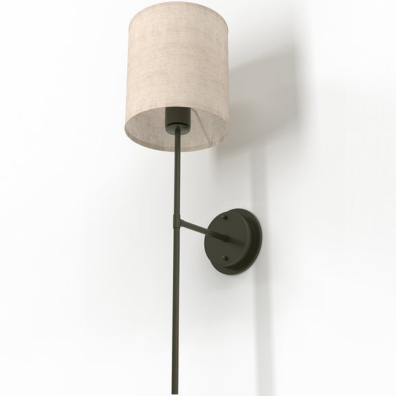 Lamp Wall Light - Black with Fabric Shade - Dena - gallery 6
