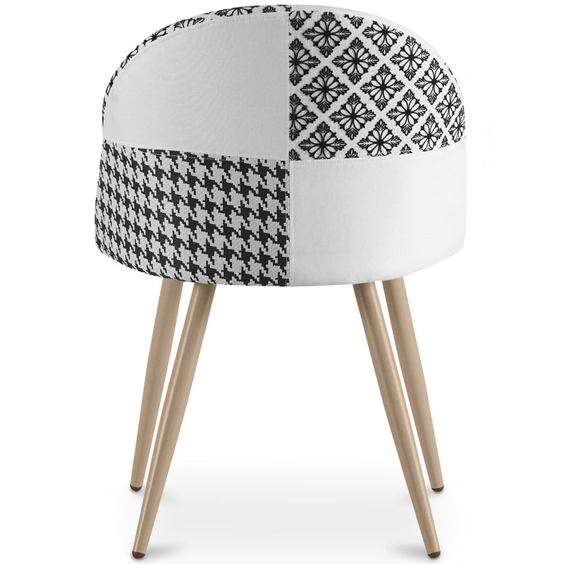 Dining Chair - Upholstered in Black and White Patchwork - Evelyne