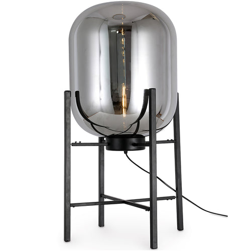 Glass floor lamp in modern design; metal and glass - Grau - 75cm - gallery 1