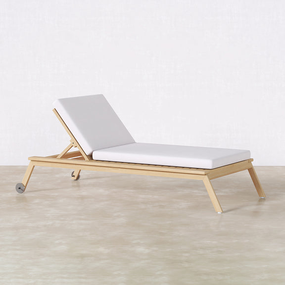Teak Wood Sun Lounger with Cushion - Steela - gallery 1