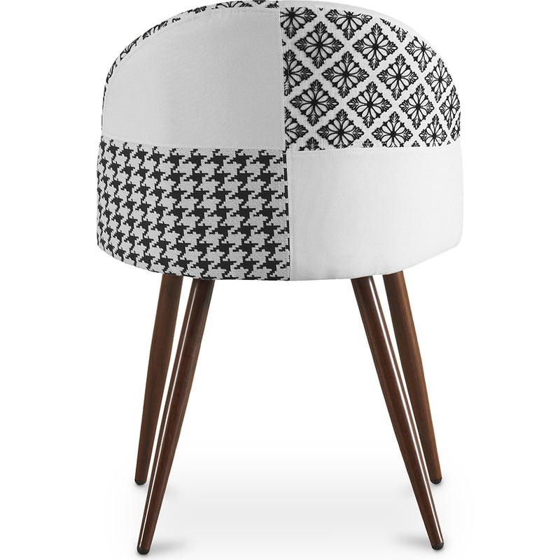 Dining Chair - Upholstered in Black and White Patchwork - Evelyne