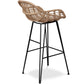 Taboret barowy z rattanu z podłokietnikami - Styl Boho Bali - 75cm - Many