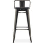 Bar stool with backrest - Industrial design - Wood and steel - 76cm - Stylix
