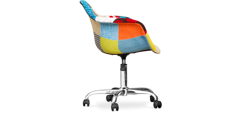 Chaise de bureau avec accoudoirs - Chaise de bureau à roulettes - Tapissée en patchwork - Patty