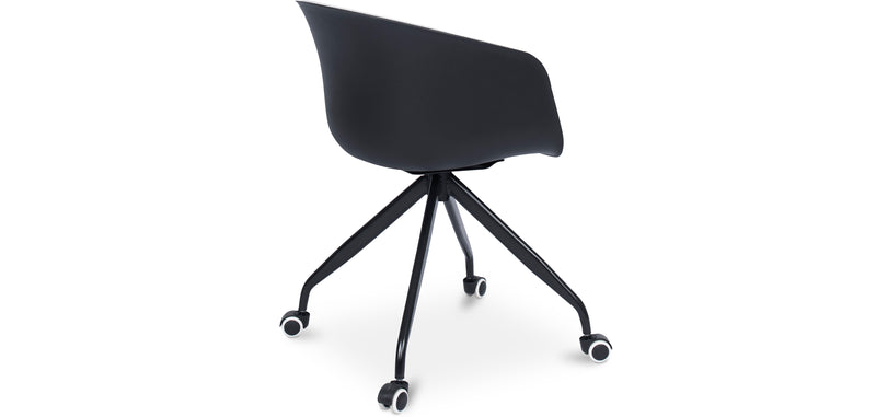 Chaise de bureau tapissée avec accoudoirs - Chaise de bureau à roulettes - Noir et blanc - Jodie