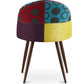 Cadeira de jantar estofada em patchwork, design escandinavo retro, pernas de madeira escura - Evelyne Ray