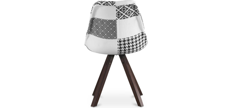 Chaise de salle à manger - Tapissée en Patchwork - Noir et Blanc - Denisse