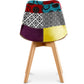 Cadeira de sala de jantar Denisse, design escandinavo estofado, pernas de madeira, premium, nova edição - patchwork Ray
